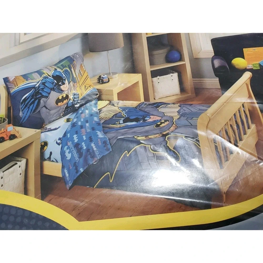 Batman Toddler 4-Piece Bed Set Microfiber Quilt Sheets Pillowcase Bedding decor